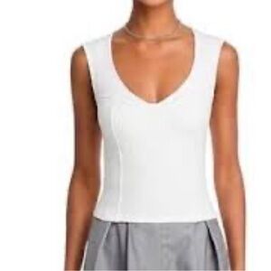 Aqua White V-Neck Tank Top